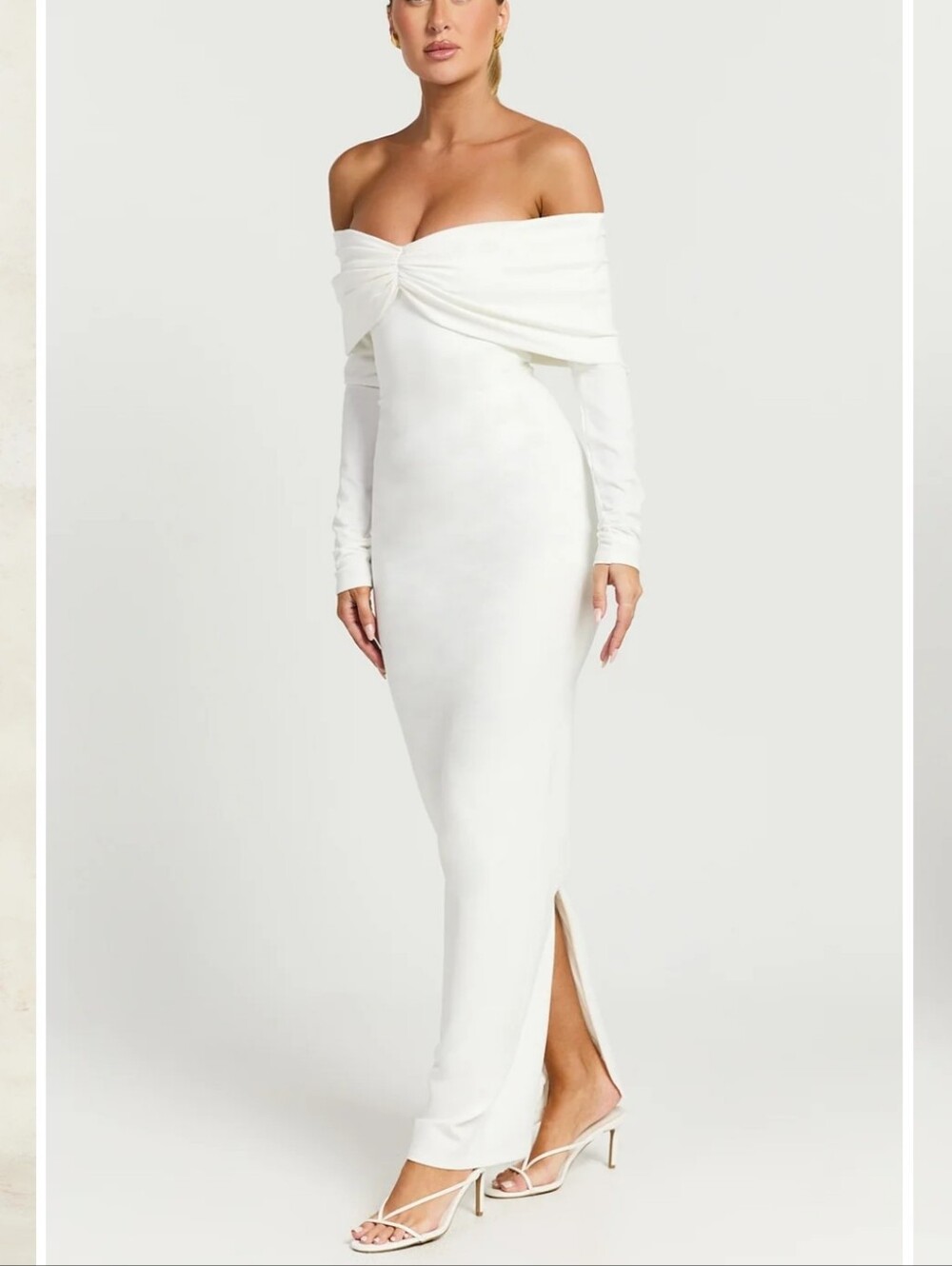 Showpo RANI OFF White Off-Shoulder Midi Dress BODYCON DRESS SIZE 10 NEW